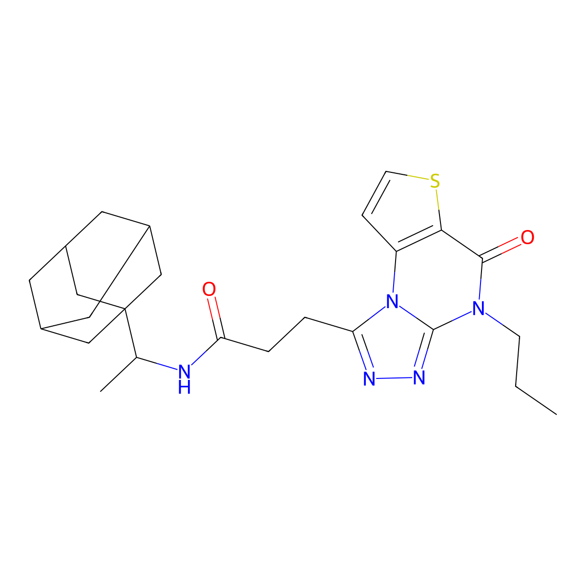 N-(1-((3r,5r,7r)-adamantan-1-yl)ethyl)-3-(5-oxo-4-propyl-4,5-dihydrothieno[2,3-e][1,2,4]triazolo[4,3-a]pyrimidin-1-yl)propanamide molecular structure, CAS 1223951-04-9
