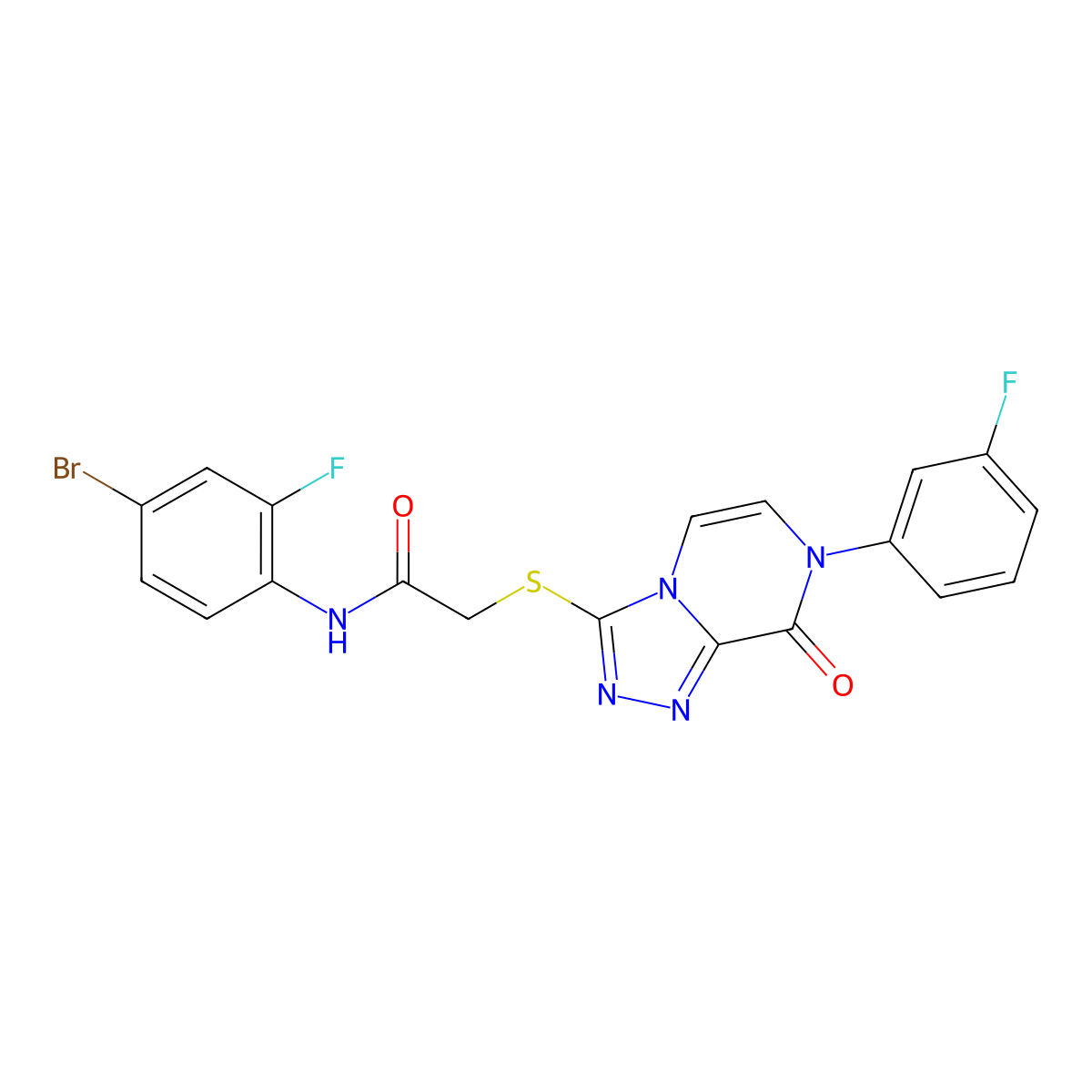 N-(4-bromo-2-fluorophenyl)-2-[[7-(3-fluorophenyl)-8-oxo-[1,2,4]triazolo[4,3-a]pyrazin-3-yl]sulfanyl]acetamide molecular structure, CAS 1223951-06-1