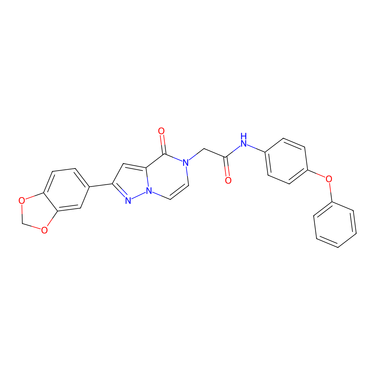 2-[2-(1,3-benzodioxol-5-yl)-4-oxopyrazolo[1,5-a]pyrazin-5(4H)-yl]-N-(4-phenoxyphenyl)acetamide molecular structure, CAS 1223952-08-6