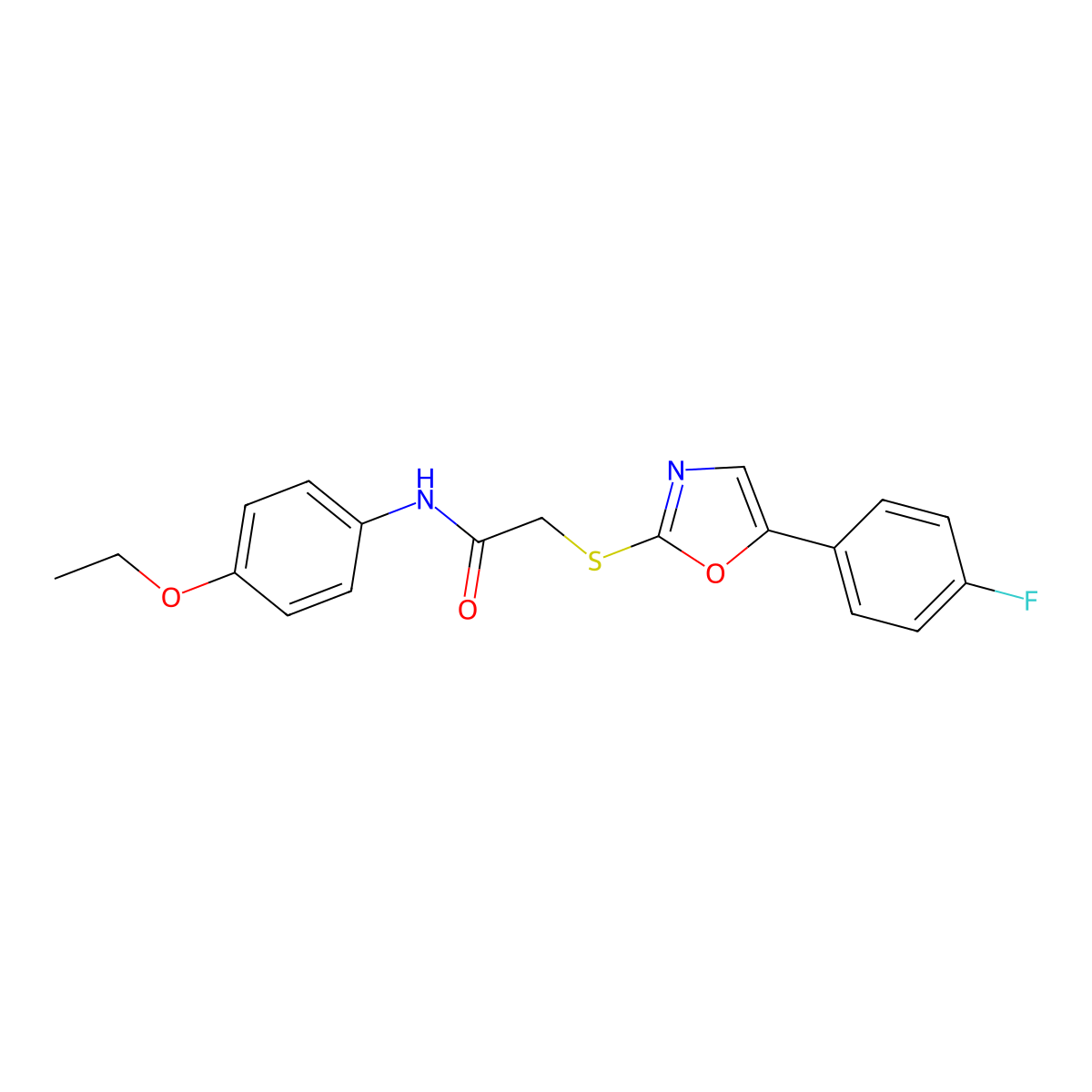 N-(4-ethoxyphenyl)-2-((5-(4-fluorophenyl)oxazol-2-yl)thio)acetamide molecular structure, CAS 1223952-41-7