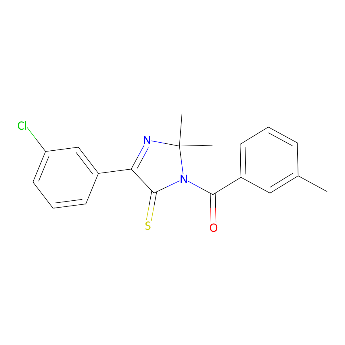 (4-(3-chlorophenyl)-2,2-dimethyl-5-thioxo-2,5-dihydro-1H-imidazol-1-yl)(m-tolyl)methanone molecular structure, CAS 1223952-47-3