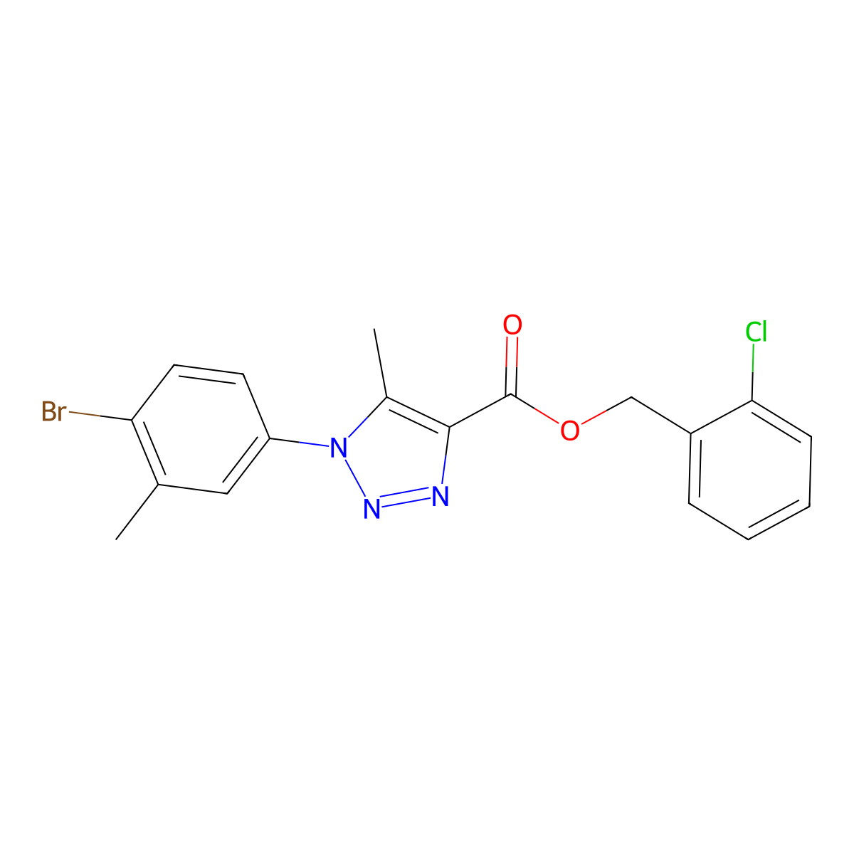 2-chlorobenzyl 1-(4-bromo-3-methylphenyl)-5-methyl-1H-1,2,3-triazole-4-carboxylate molecular structure, CAS 1223953-81-8