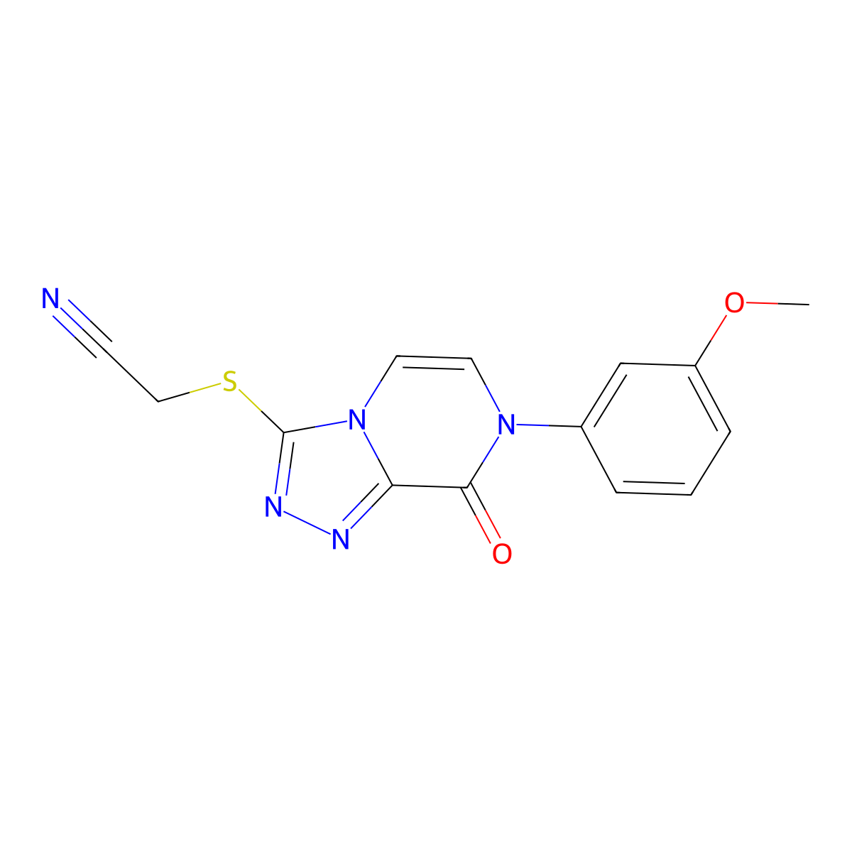 {[7-(3-Methoxyphenyl)-8-oxo-7,8-dihydro[1,2,4]triazolo[4,3-a]pyrazin-3-yl]thio}acetonitrile molecular structure, CAS 1223954-01-5