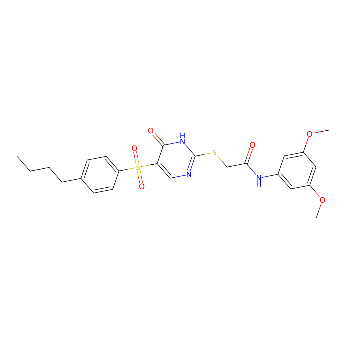 2-({5-[(4-butylphenyl)sulfonyl]-6-oxo-1,6-dihydropyrimidin-2-yl}sulfanyl)-N-(3,5-dimethoxyphenyl)acetamide molecular structure, CAS 1223954-04-8