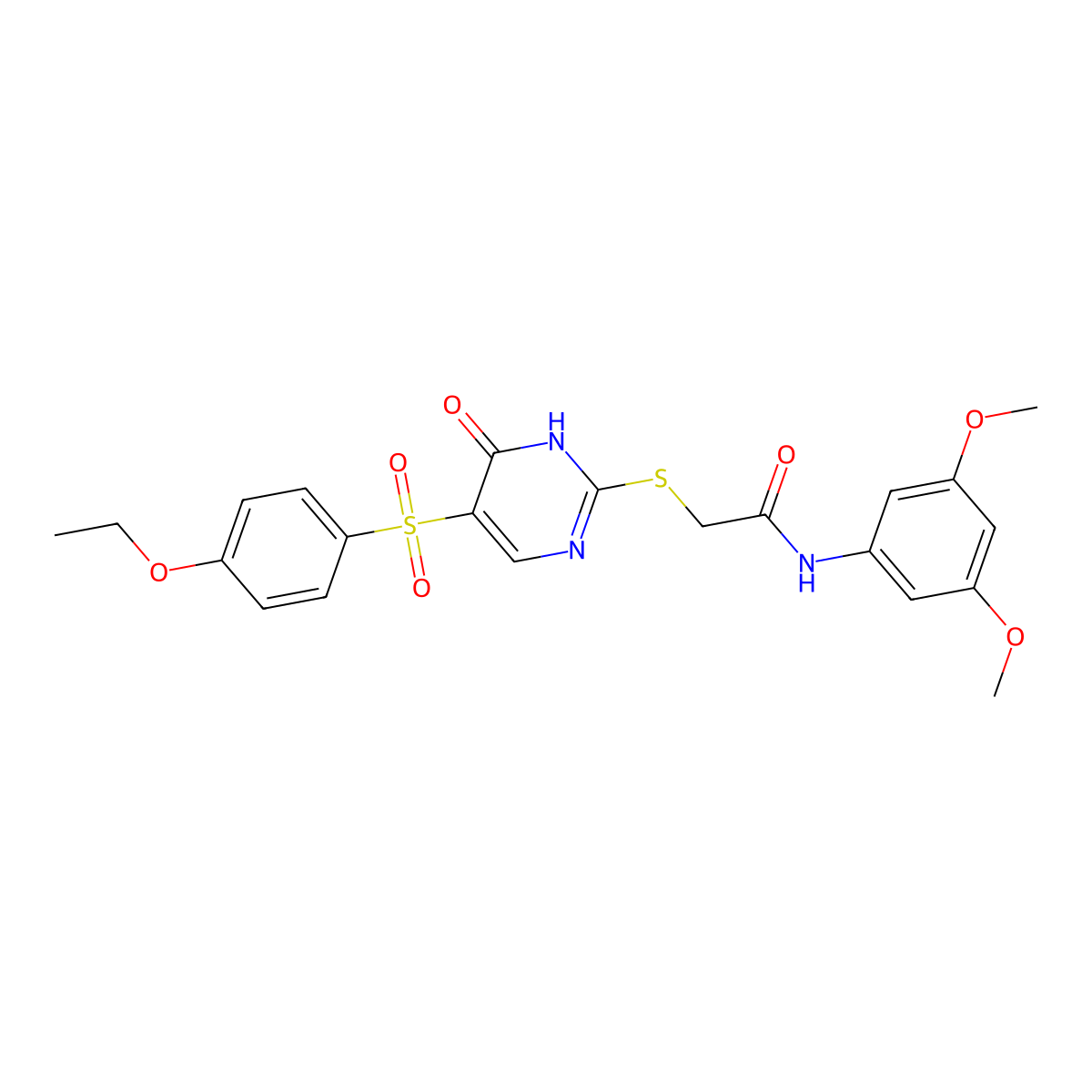 N-(3,5-dimethoxyphenyl)-2-{[5-(4-ethoxybenzenesulfonyl)-6-oxo-1,6-dihydropyrimidin-2-yl]sulfanyl}acetamide molecular structure, CAS 1223954-65-1
