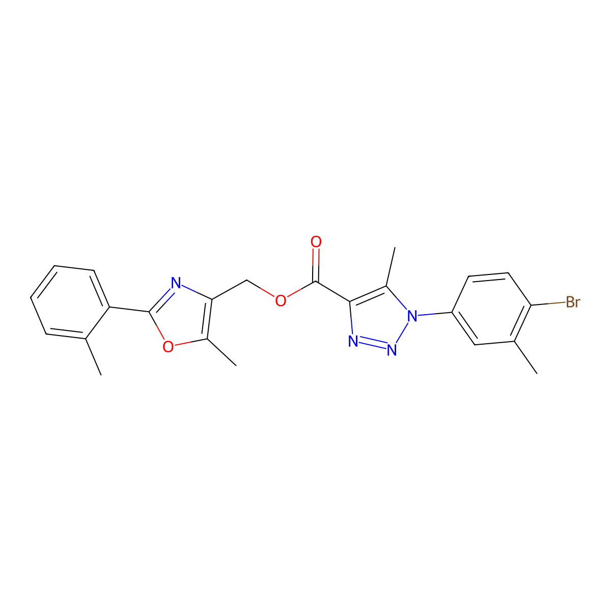 [5-methyl-2-(2-methylphenyl)-1,3-oxazol-4-yl]methyl 1-(4-bromo-3-methylphenyl)-5-methyl-1H-1,2,3-triazole-4-carboxylate molecular structure, CAS 1223955-21-2