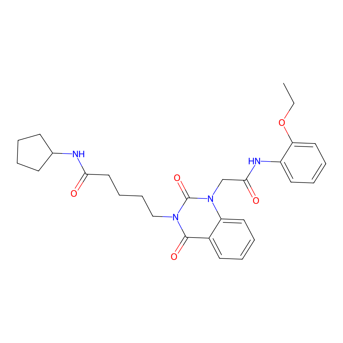 N-cyclopentyl-5-(1-{[(2-ethoxyphenyl)carbamoyl]methyl}-2,4-dioxo-1,2,3,4-tetrahydroquinazolin-3-yl)pentanamide molecular structure, CAS 1223955-74-5