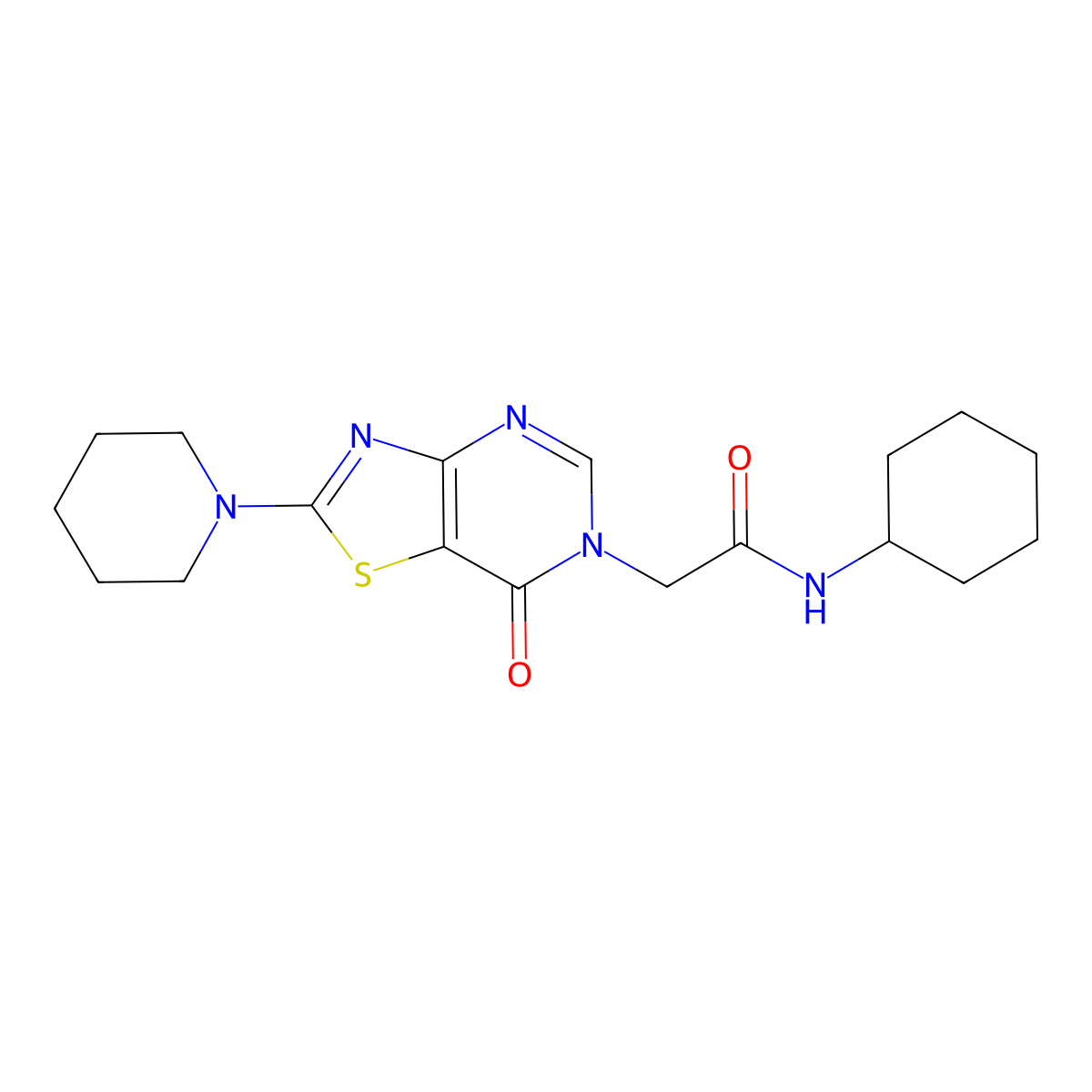 N-cyclohexyl-2-(7-oxo-2-(piperidin-1-yl)thiazolo[4,5-d]pyrimidin-6(7H)-yl)acetamide molecular structure, CAS 1223956-06-6