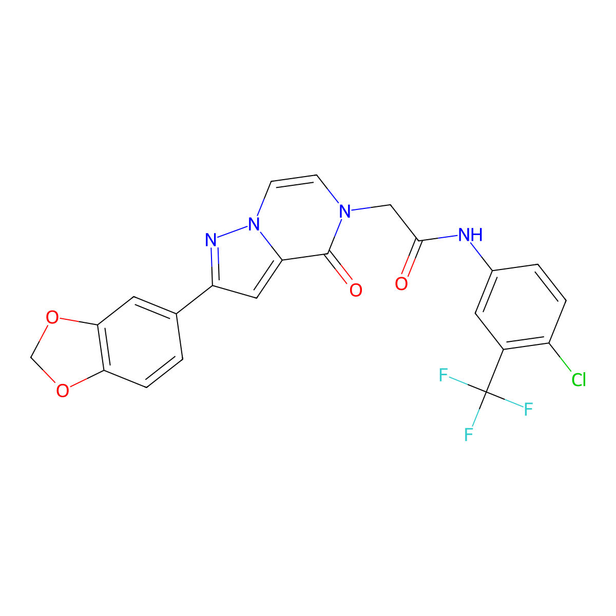 2-[2-(1,3-benzodioxol-5-yl)-4-oxopyrazolo[1,5-a]pyrazin-5(4H)-yl]-N-[4-chloro-3-(trifluoromethyl)phenyl]acetamide molecular structure, CAS 1223956-91-9