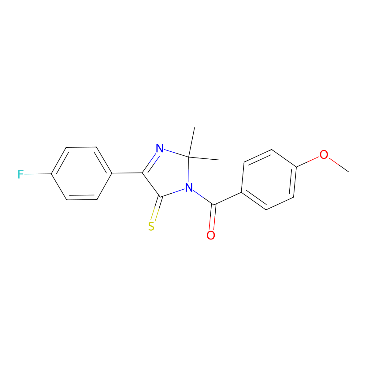 4-(4-fluorophenyl)-1-(4-methoxybenzoyl)-2,2-dimethyl-2,5-dihydro-1H-imidazole-5-thione molecular structure, CAS 1223957-46-7