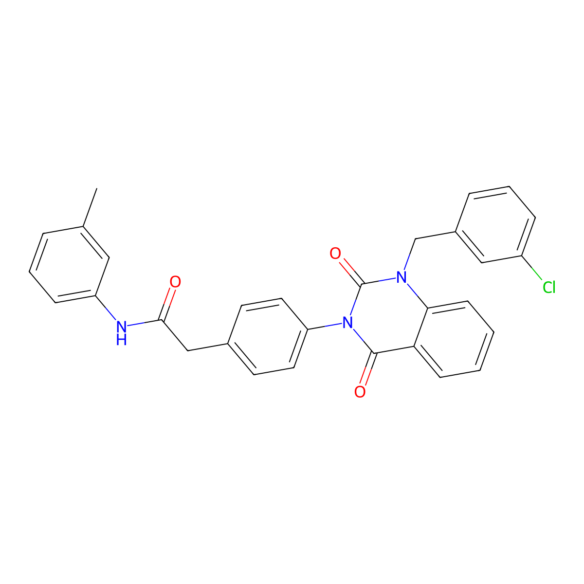 2-(4-(1-(3-chlorobenzyl)-2,4-dioxo-1,2-dihydroquinazolin-3(4H)-yl)phenyl)-N-(m-tolyl)acetamide molecular structure, CAS 1223957-76-3