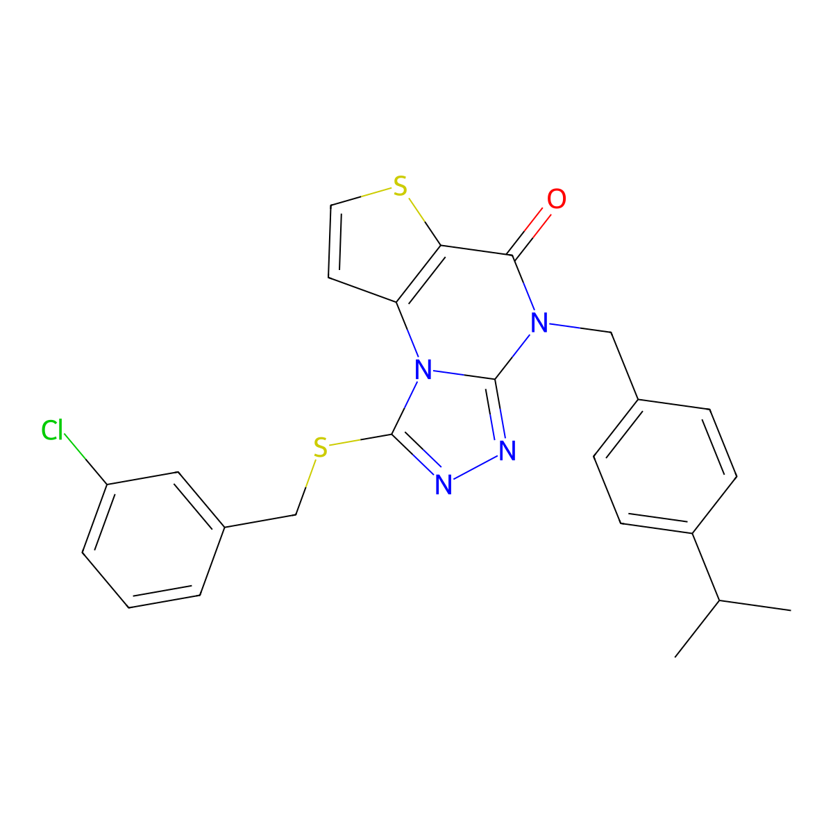 1-((3-chlorobenzyl)thio)-4-(4-isopropylbenzyl)thieno[2,3-e][1,2,4]triazolo[4,3-a]pyrimidin-5(4H)-one molecular structure, CAS 1223958-17-5