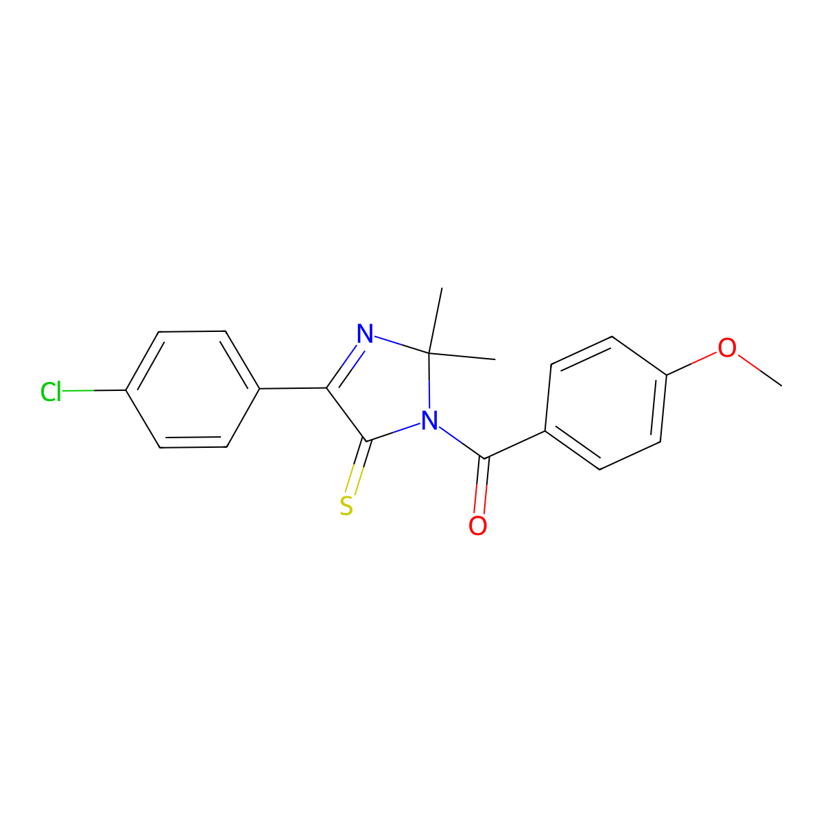 4-(4-chlorophenyl)-1-(4-methoxybenzoyl)-2,2-dimethyl-2,5-dihydro-1H-imidazole-5-thione molecular structure, CAS 1223958-82-4