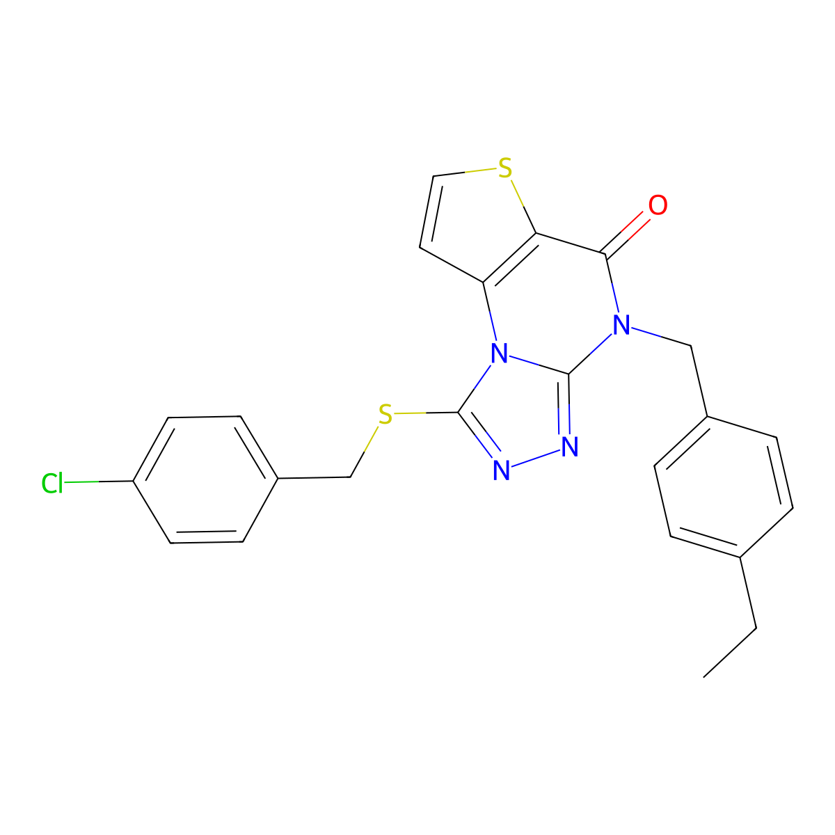 1-((4-chlorobenzyl)thio)-4-(4-ethylbenzyl)thieno[2,3-e][1,2,4]triazolo[4,3-a]pyrimidin-5(4H)-one molecular structure, CAS 1223958-93-7