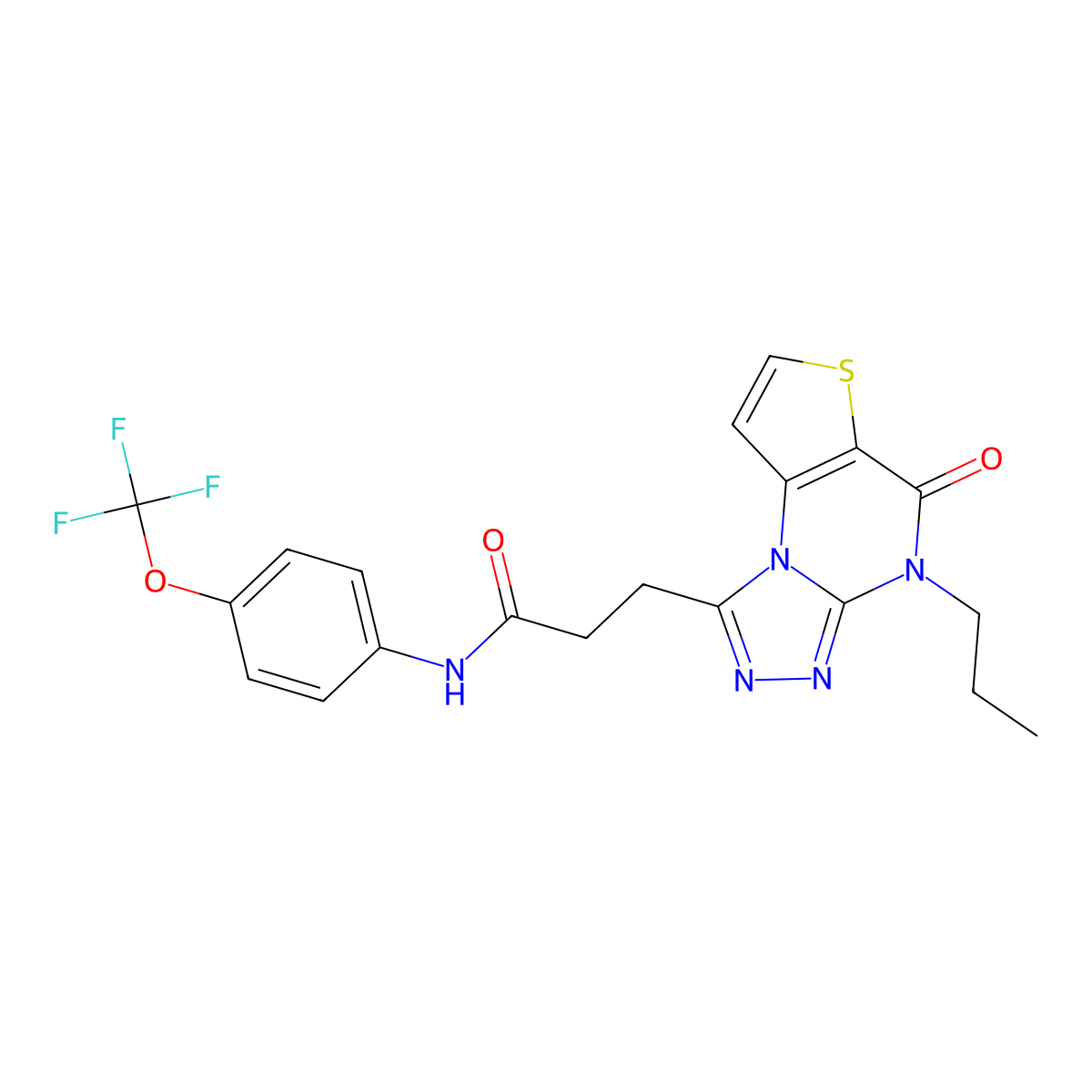 3-(5-oxo-4-propyl-4,5-dihydrothieno[2,3-e][1,2,4]triazolo[4,3-a]pyrimidin-1-yl)-N-(4-(trifluoromethoxy)phenyl)propanamide molecular structure, CAS 1223960-15-3