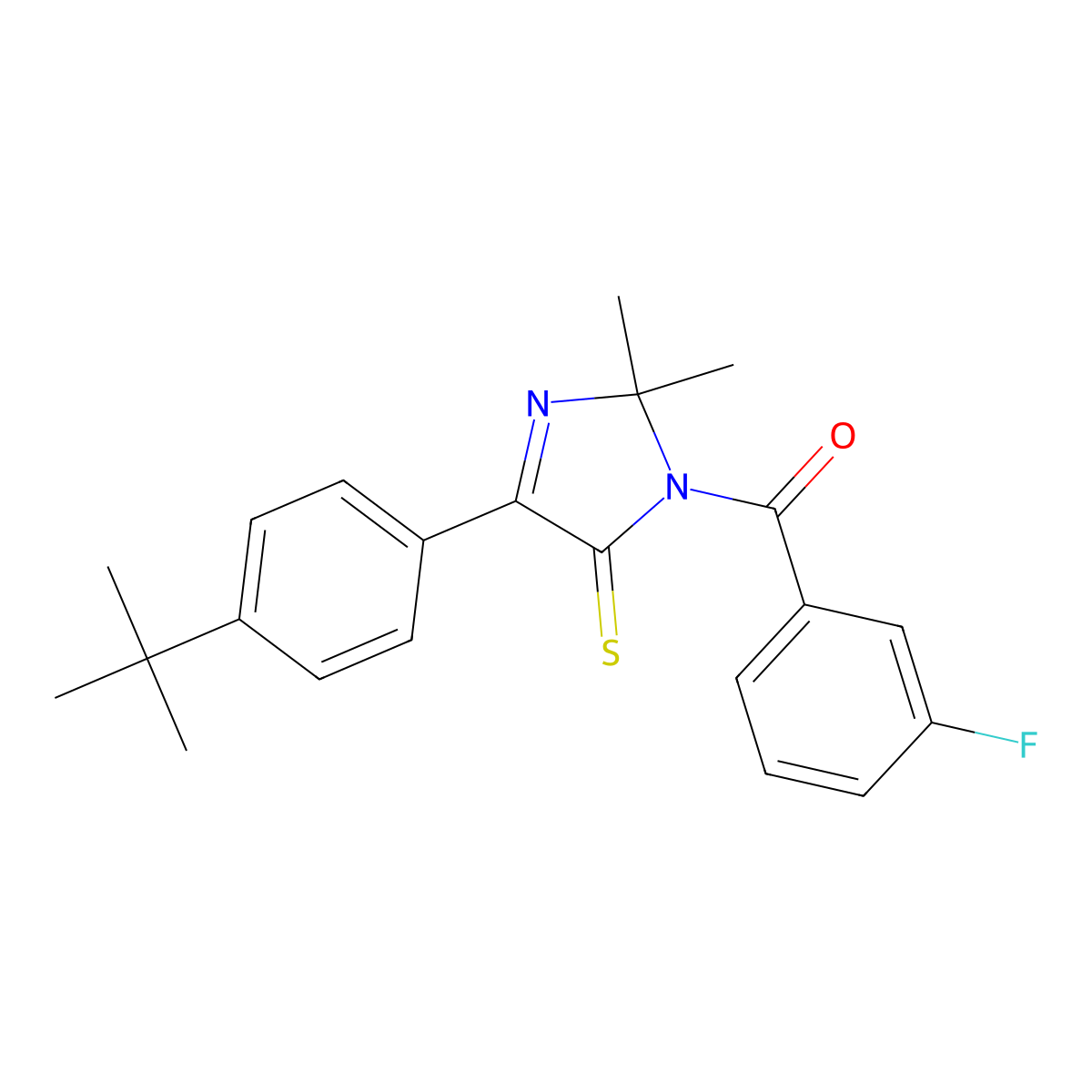 4-(4-tert-butylphenyl)-1-(3-fluorobenzoyl)-2,2-dimethyl-2,5-dihydro-1H-imidazole-5-thione molecular structure, CAS 1223960-31-3
