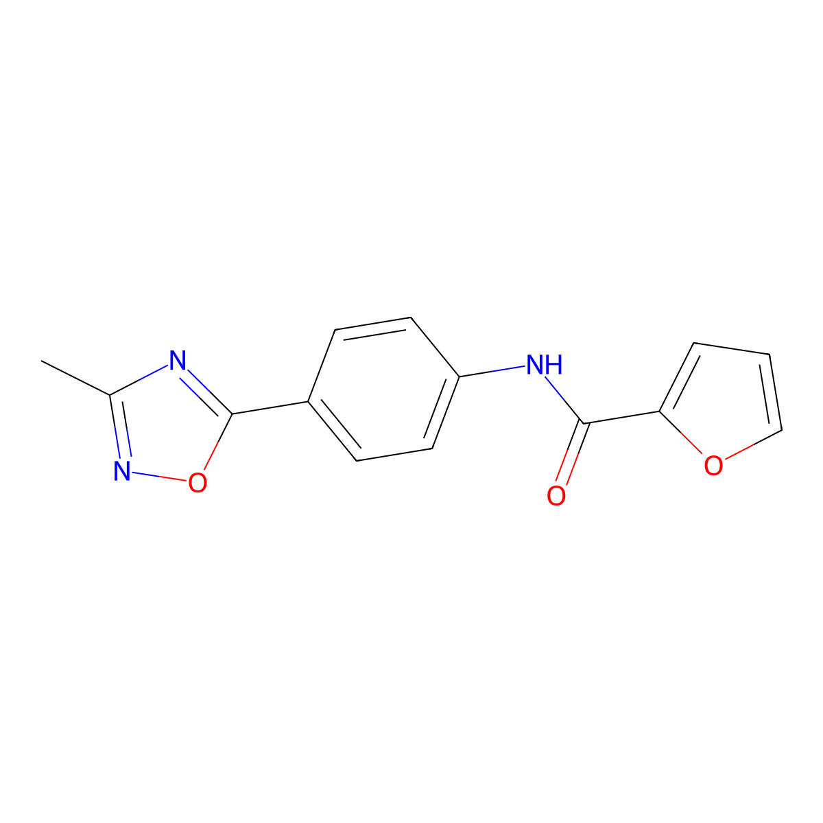 N-[4-(3-methyl-1,2,4-oxadiazol-5-yl)phenyl]furan-2-carboxamide molecular structure, CAS 1223961-57-6