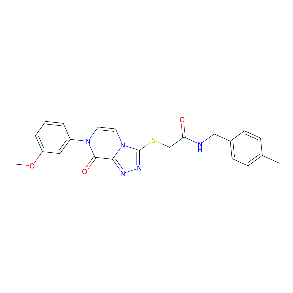 2-{[7-(3-methoxyphenyl)-8-oxo-7H,8H-[1,2,4]triazolo[4,3-a]pyrazin-3-yl]sulfanyl}-N-[(4-methylphenyl)methyl]acetamide molecular structure, CAS 1223962-30-8