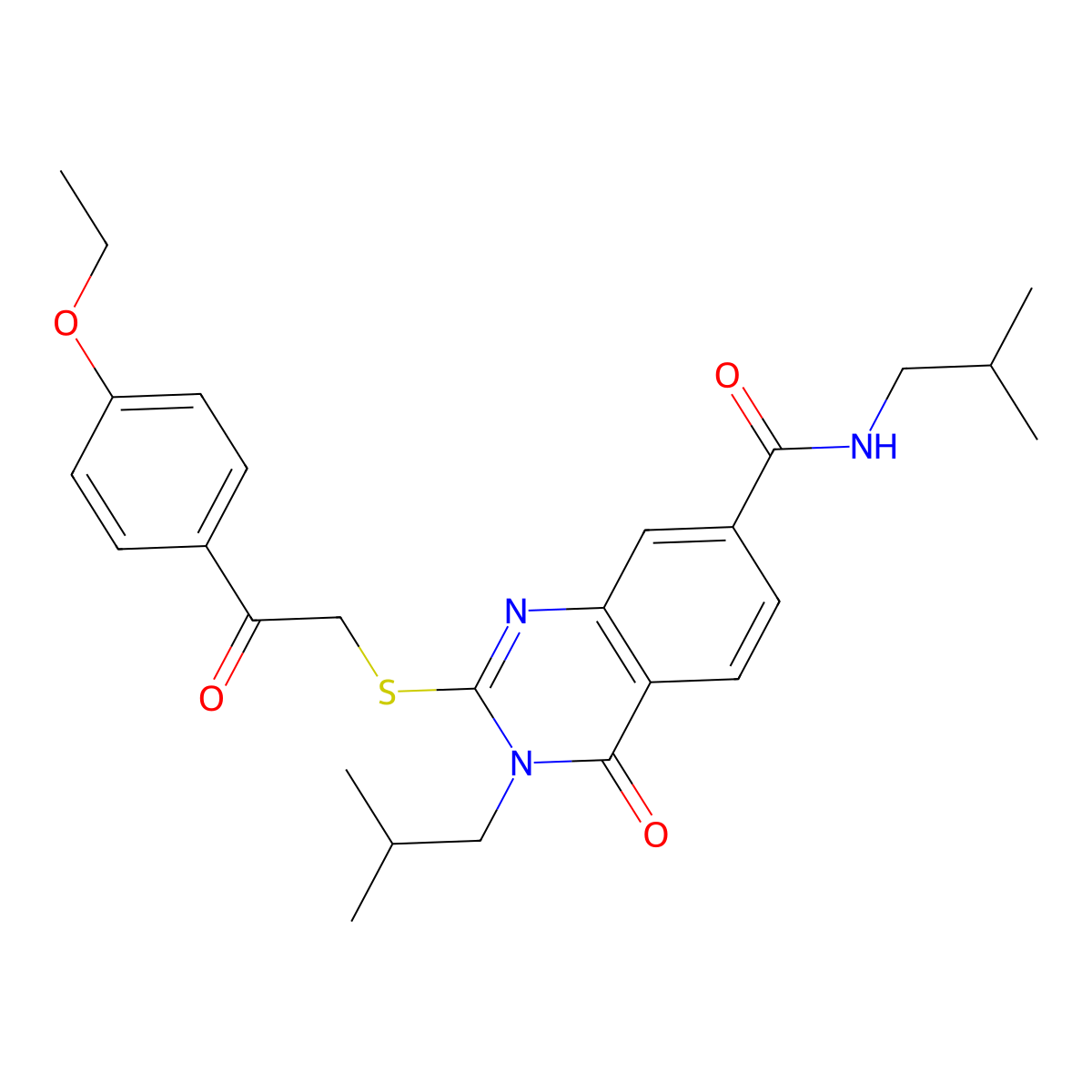 2-{[2-(4-ethoxyphenyl)-2-oxoethyl]sulfanyl}-N,3-bis(2-methylpropyl)-4-oxo-3,4-dihydroquinazoline-7-carboxamide molecular structure, CAS 1223962-61-5