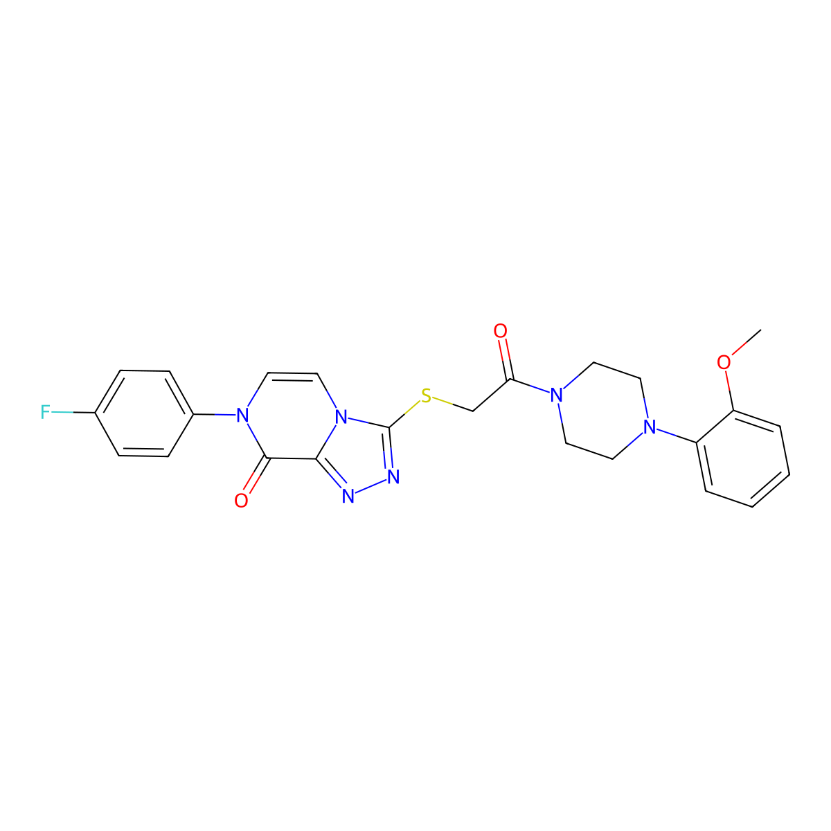 7-(4-fluorophenyl)-3-((2-(4-(2-methoxyphenyl)piperazin-1-yl)-2-oxoethyl)thio)-[1,2,4]triazolo[4,3-a]pyrazin-8(7H)-one molecular structure, CAS 1223963-01-6