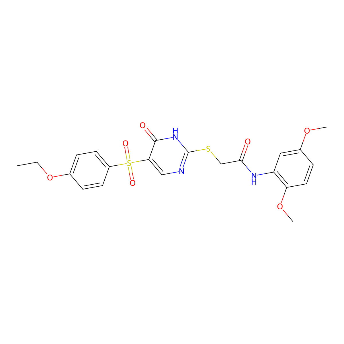 N-(2,5-dimethoxyphenyl)-2-((5-((4-ethoxyphenyl)sulfonyl)-6-oxo-1,6-dihydropyrimidin-2-yl)thio)acetamide molecular structure, CAS 1223963-92-5