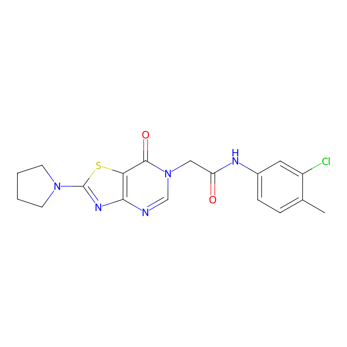 N-(3-chloro-4-methylphenyl)-2-(7-oxo-2-(pyrrolidin-1-yl)thiazolo[4,5-d]pyrimidin-6(7H)-yl)acetamide molecular structure, CAS 1223964-44-0
