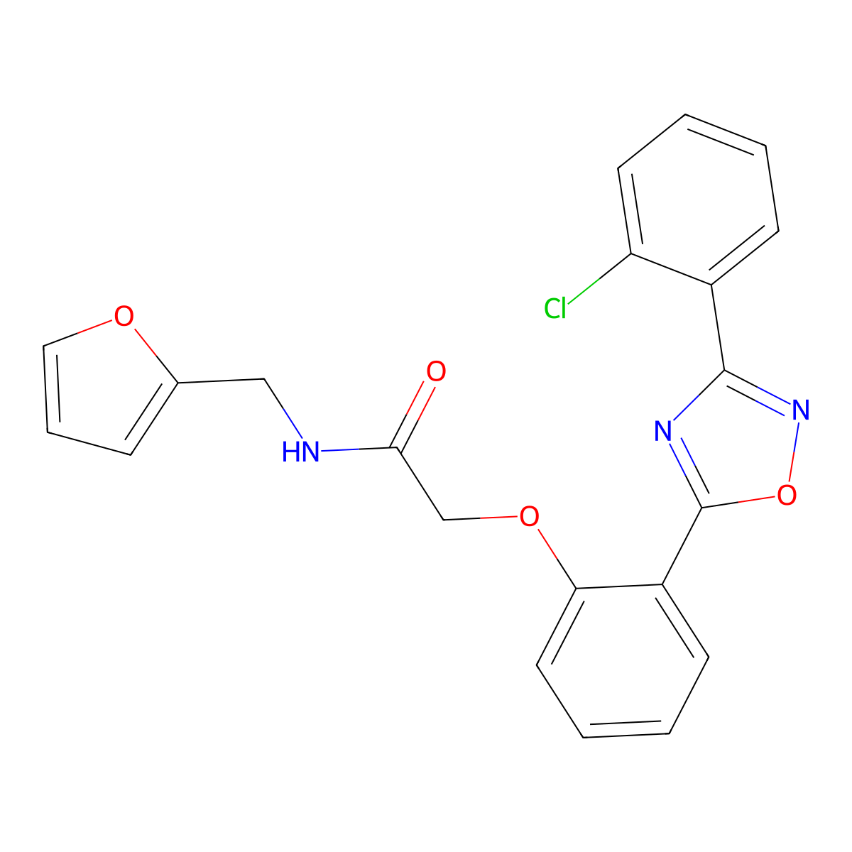 2-[2-[3-(2-Chlorophenyl)-1,2,4-oxadiazol-5-yl]phenoxy]-N-(2-furylmethyl)acetamide molecular structure, CAS 1223964-80-4
