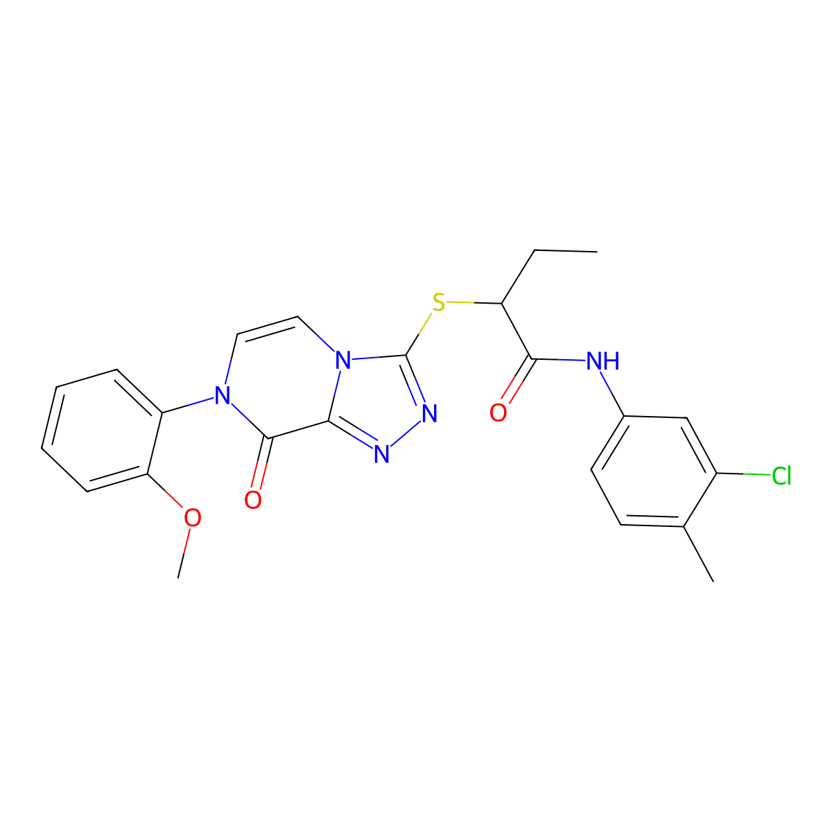 N-(3-chloro-4-methylphenyl)-2-{[7-(2-methoxyphenyl)-8-oxo-7,8-dihydro[1,2,4]triazolo[4,3-a]pyrazin-3-yl]thio}butanamide molecular structure, CAS 1223966-40-2