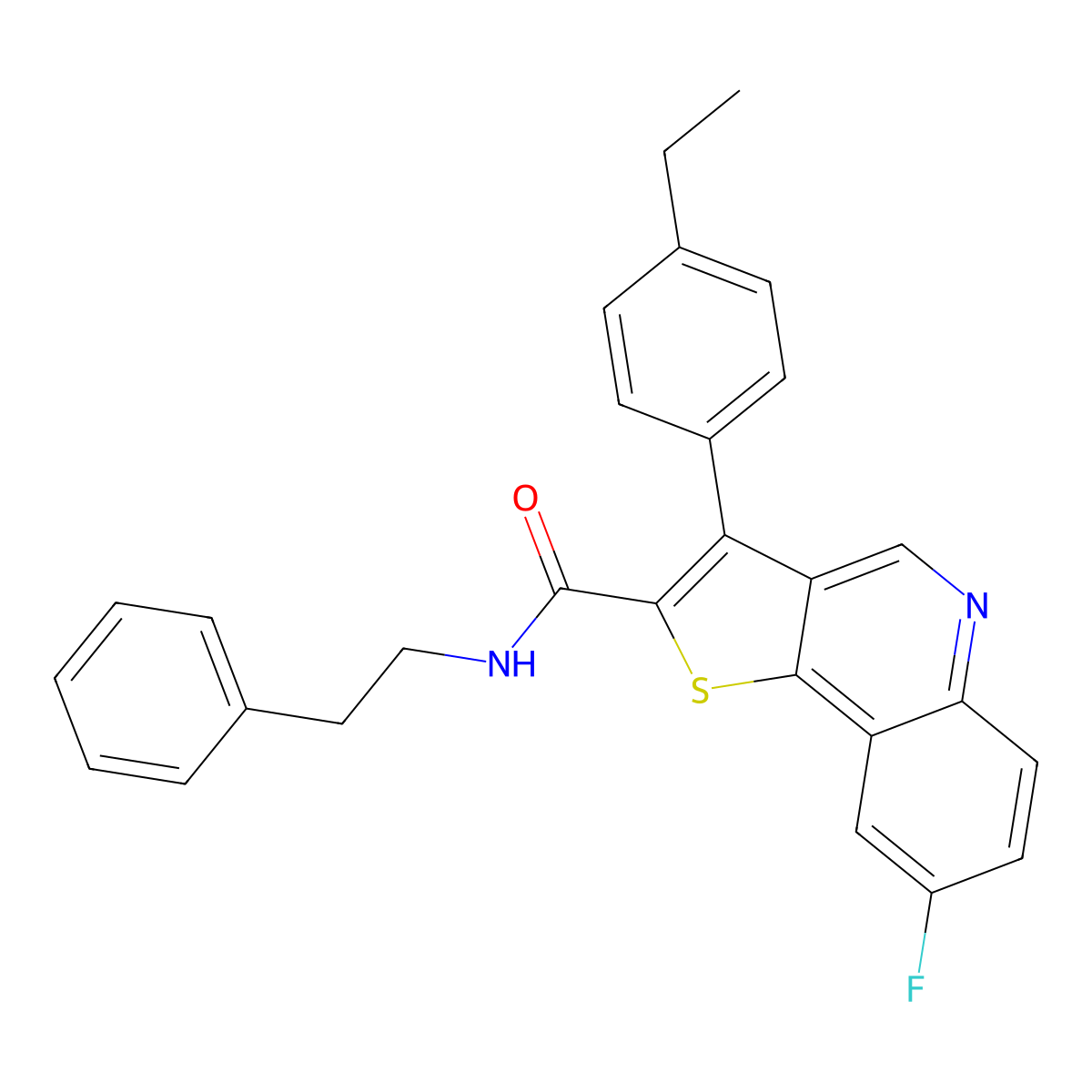 3-(4-ethylphenyl)-8-fluoro-N-(2-phenylethyl)thieno[3,2-c]quinoline-2-carboxamide molecular structure, CAS 1223967-07-4