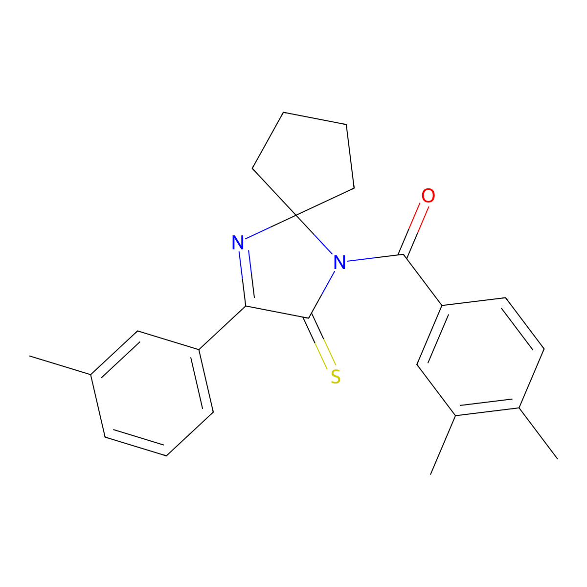 1-(3,4-Dimethylbenzoyl)-3-(3-methylphenyl)-1,4-diazaspiro[4.4]non-3-ene-2-thione molecular structure, CAS 1223967-16-5
