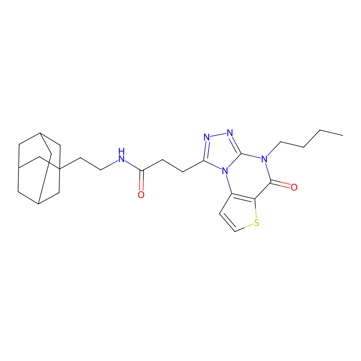 N-(2-((3r,5r,7r)-adamantan-1-yl)ethyl)-3-(4-butyl-5-oxo-4,5-dihydrothieno[2,3-e][1,2,4]triazolo[4,3-a]pyrimidin-1-yl)propanamide molecular structure, CAS 1223968-84-0