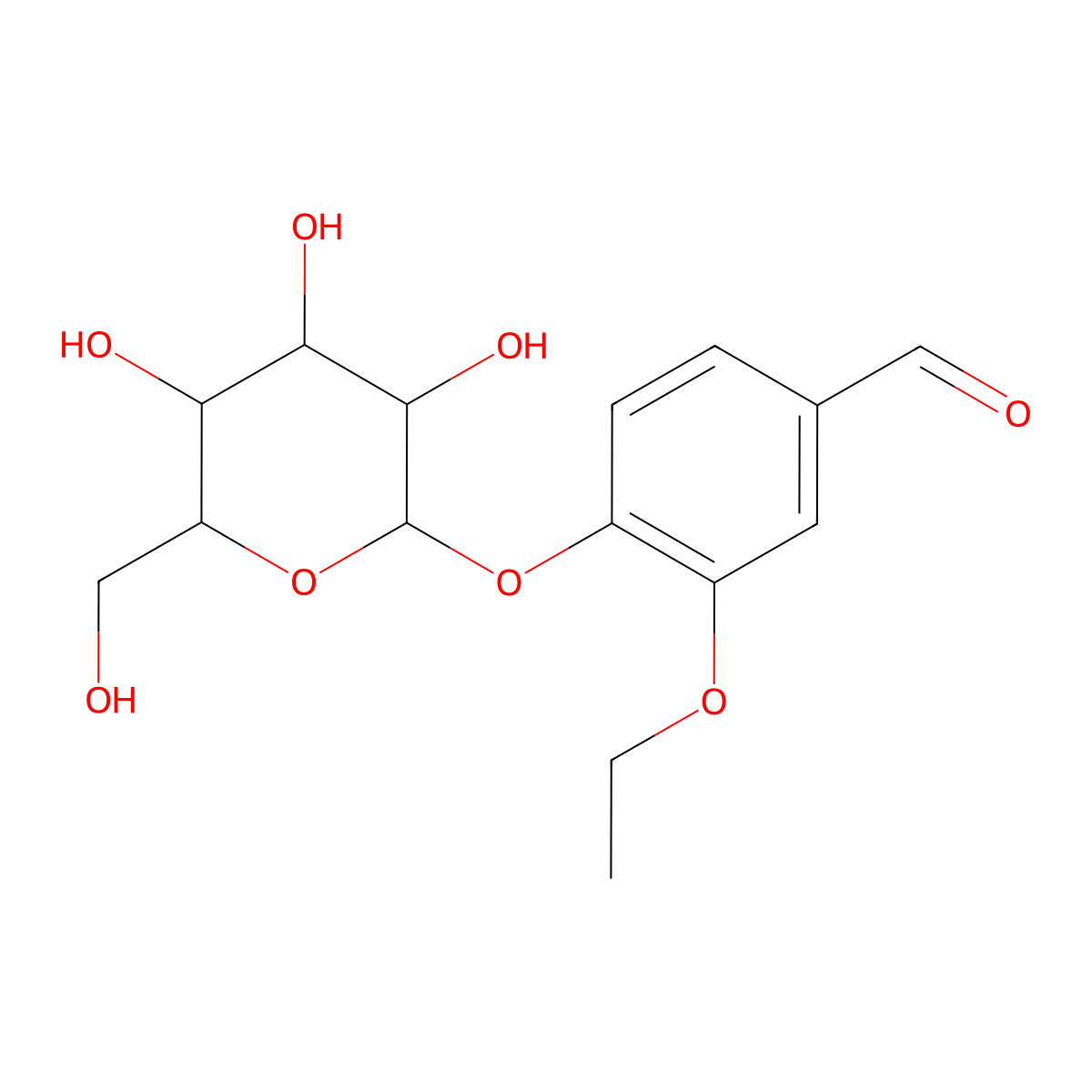 Ethyl vanillin glucoside molecular structure, CAS 122397-96-0