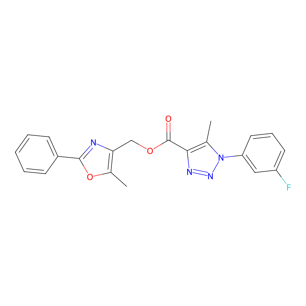 (5-methyl-2-phenyl-1,3-oxazol-4-yl)methyl 1-(3-fluorophenyl)-5-methyl-1H-1,2,3-triazole-4-carboxylate molecular structure, CAS 1223972-45-9