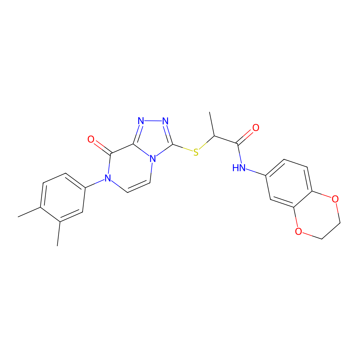 N-(2,3-dihydro-1,4-benzodioxin-6-yl)-2-{[7-(3,4-dimethylphenyl)-8-oxo-7H,8H-[1,2,4]triazolo[4,3-a]pyrazin-3-yl]sulfanyl}propanamide molecular structure, CAS 1223972-71-1