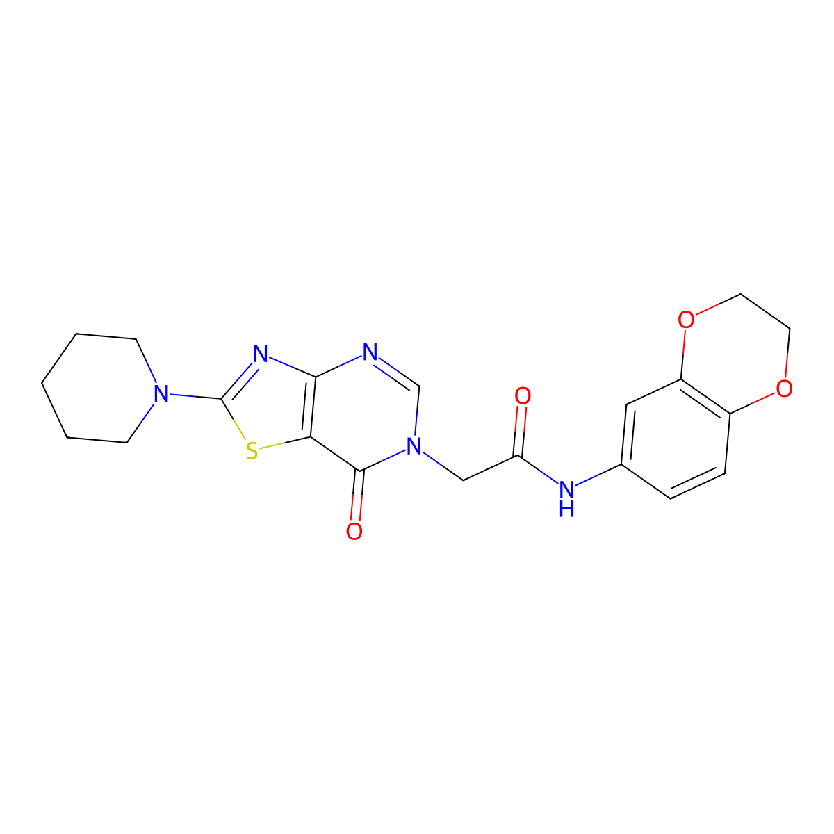N-(2,3-dihydro-1,4-benzodioxin-6-yl)-2-[7-oxo-2-(piperidin-1-yl)[1,3]thiazolo[4,5-d]pyrimidin-6(7H)-yl]acetamide molecular structure, CAS 1223973-91-8