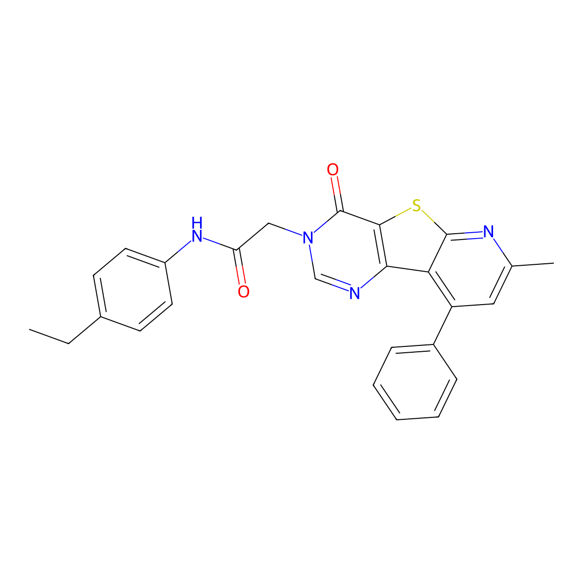N-(4-ethylphenyl)-2-(7-methyl-4-oxo-9-phenylpyrido[3',2':4,5]thieno[3,2-d]pyrimidin-3(4H)-yl)acetamide molecular structure, CAS 1223974-40-0