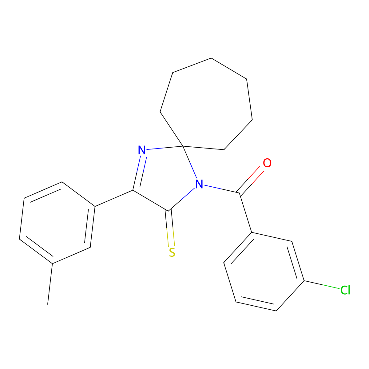 1-(3-Chlorobenzoyl)-3-(3-methylphenyl)-1,4-diazaspiro[4.6]undec-3-ene-2-thione molecular structure, CAS 1223974-41-1