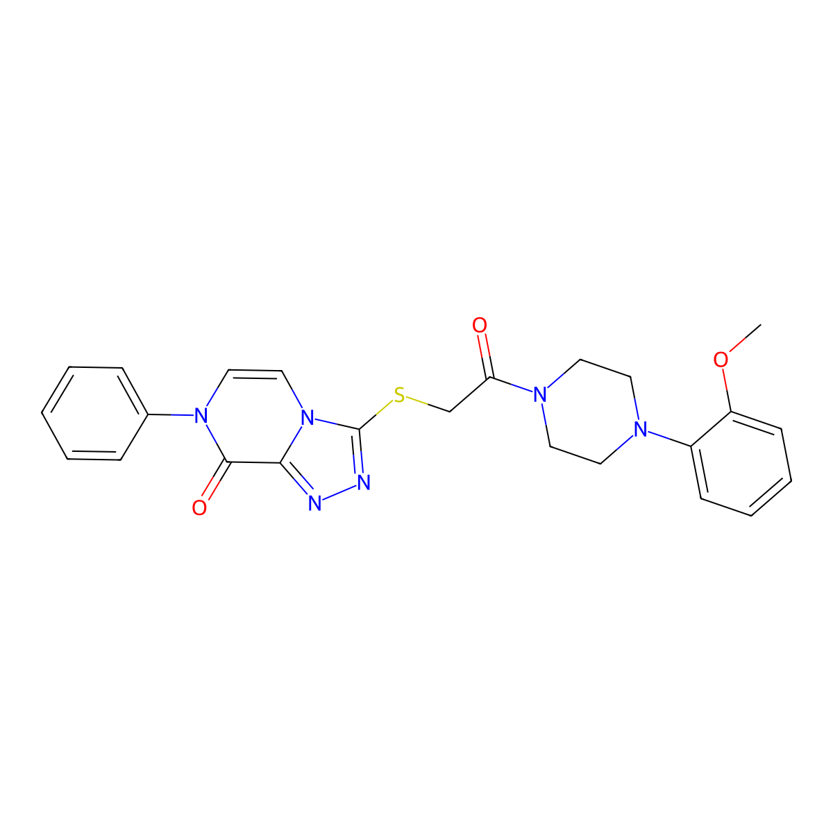3-((2-(4-(2-methoxyphenyl)piperazin-1-yl)-2-oxoethyl)thio)-7-phenyl-[1,2,4]triazolo[4,3-a]pyrazin-8(7H)-one molecular structure, CAS 1223974-75-1