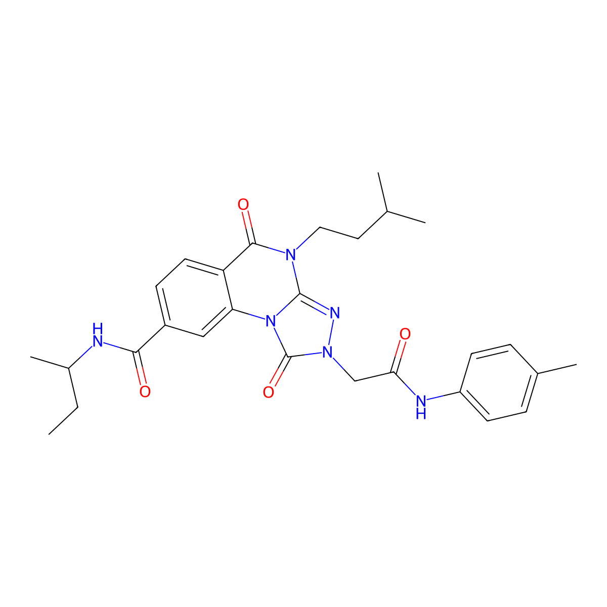 N-(sec-butyl)-4-(3-methylbutyl)-2-{2-[(4-methylphenyl)amino]-2-oxoethyl}-1,5-dioxo-1,2,4,5-tetrahydro[1,2,4]triazolo[4,3-a]quinazoline-8-carboxamide molecular structure, CAS 1223975-33-4