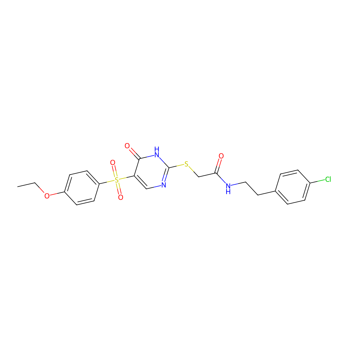 N-[2-(4-chlorophenyl)ethyl]-2-({5-[(4-ethoxyphenyl)sulfonyl]-6-oxo-1,6-dihydropyrimidin-2-yl}sulfanyl)acetamide molecular structure, CAS 1223975-80-1