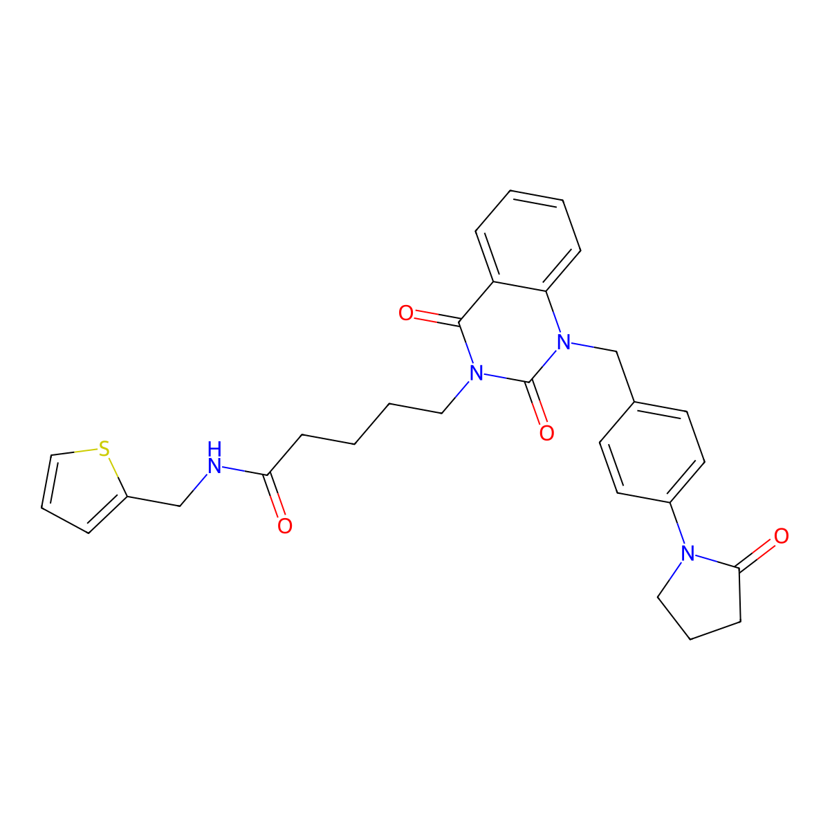 5-(2,4-dioxo-1-(4-(2-oxopyrrolidin-1-yl)benzyl)-1,2-dihydroquinazolin-3(4H)-yl)-N-(thiophen-2-ylmethyl)pentanamide molecular structure, CAS 1223975-93-6