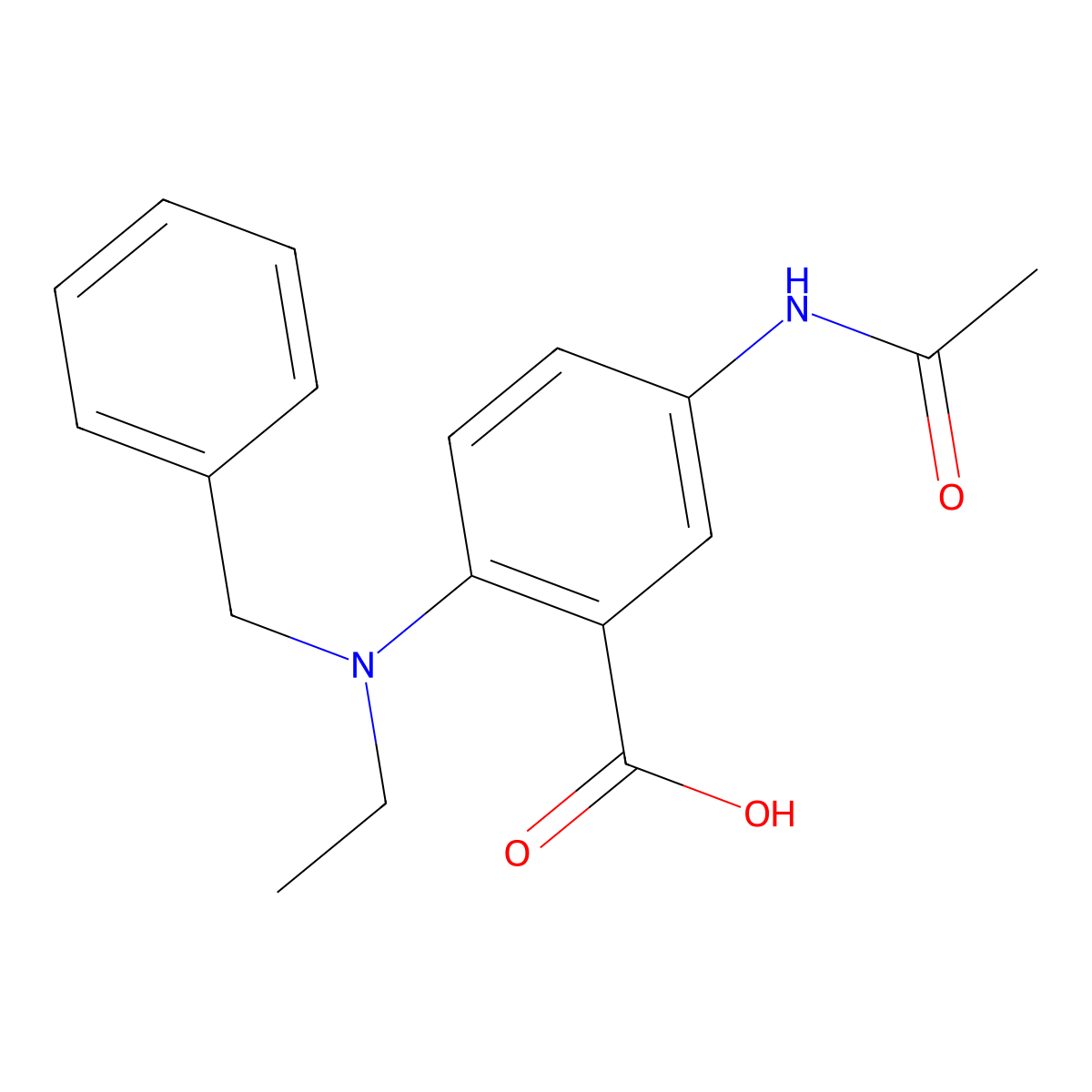 2-[Benzyl(ethyl)amino]-5-acetamidobenzoic acid molecular structure, CAS 1223976-33-7