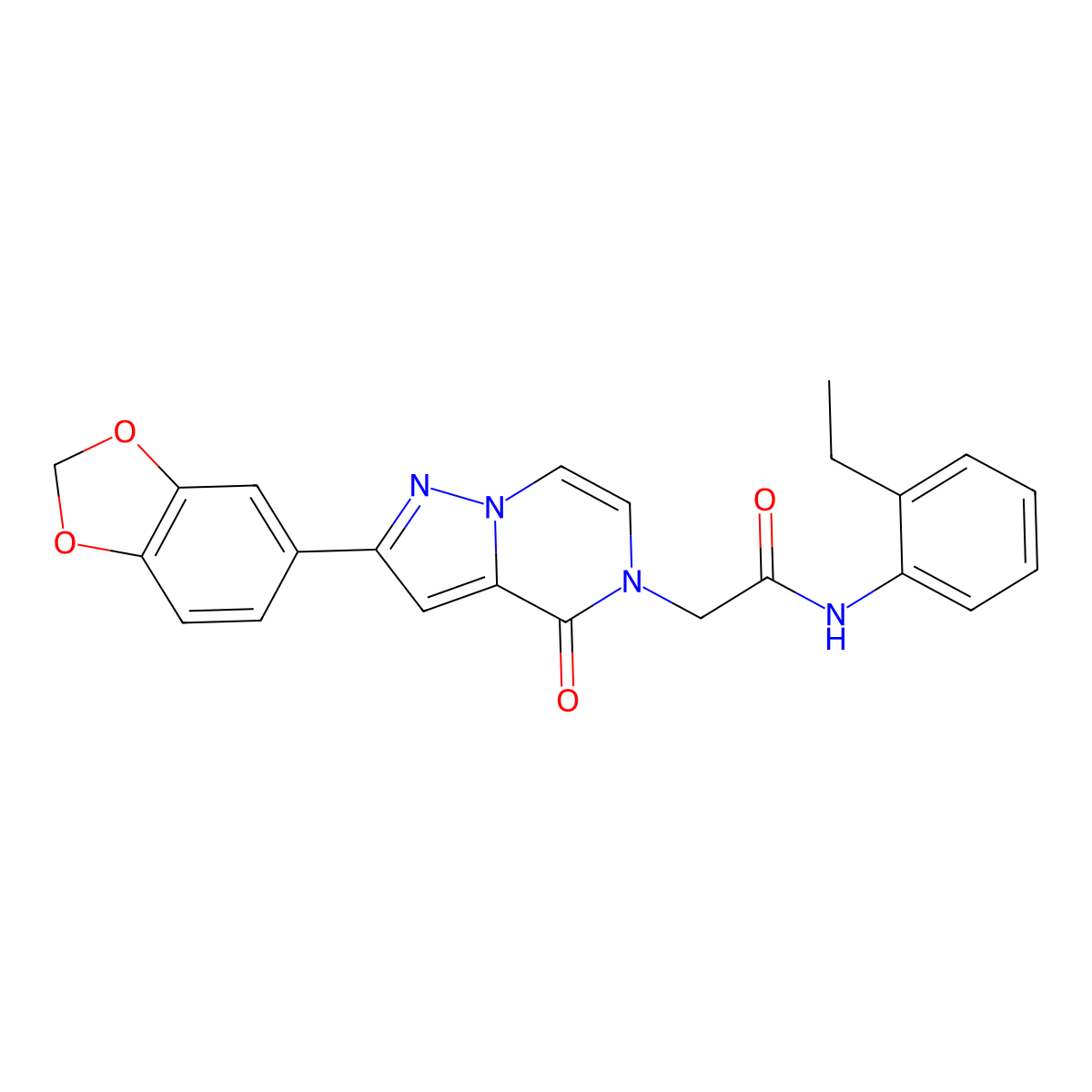 2-[2-(1,3-benzodioxol-5-yl)-4-oxopyrazolo[1,5-a]pyrazin-5(4H)-yl]-N-(2-ethylphenyl)acetamide molecular structure, CAS 1223979-40-5