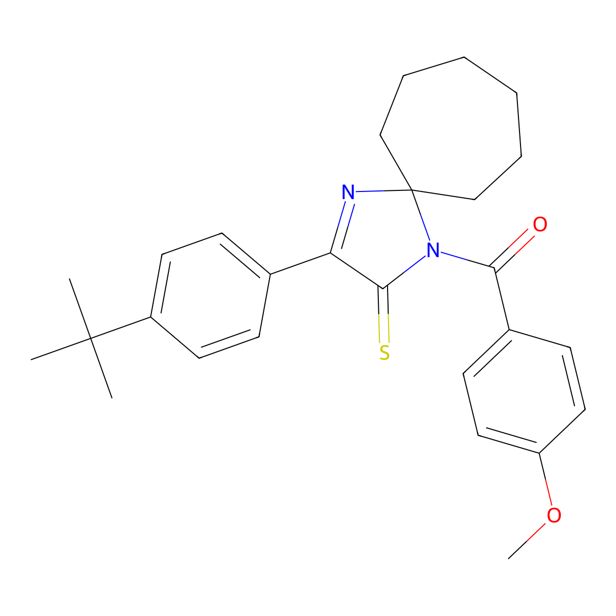 3-(4-Tert-butylphenyl)-1-(4-methoxybenzoyl)-1,4-diazaspiro[4.6]undec-3-ene-2-thione molecular structure, CAS 1223979-91-6