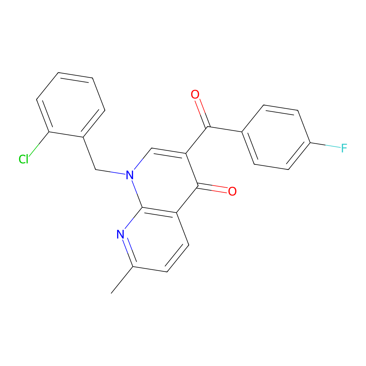 1-(2-chlorobenzyl)-3-(4-fluorobenzoyl)-7-methyl-1,8-naphthyridin-4(1H)-one molecular structure, CAS 1223980-29-7