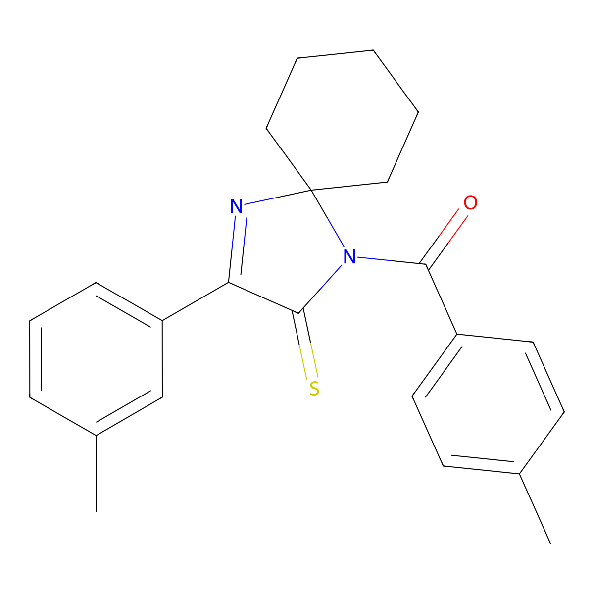 1-(4-Methylbenzoyl)-3-(3-methylphenyl)-1,4-diazaspiro[4.5]dec-3-ene-2-thione molecular structure, CAS 1223980-56-0