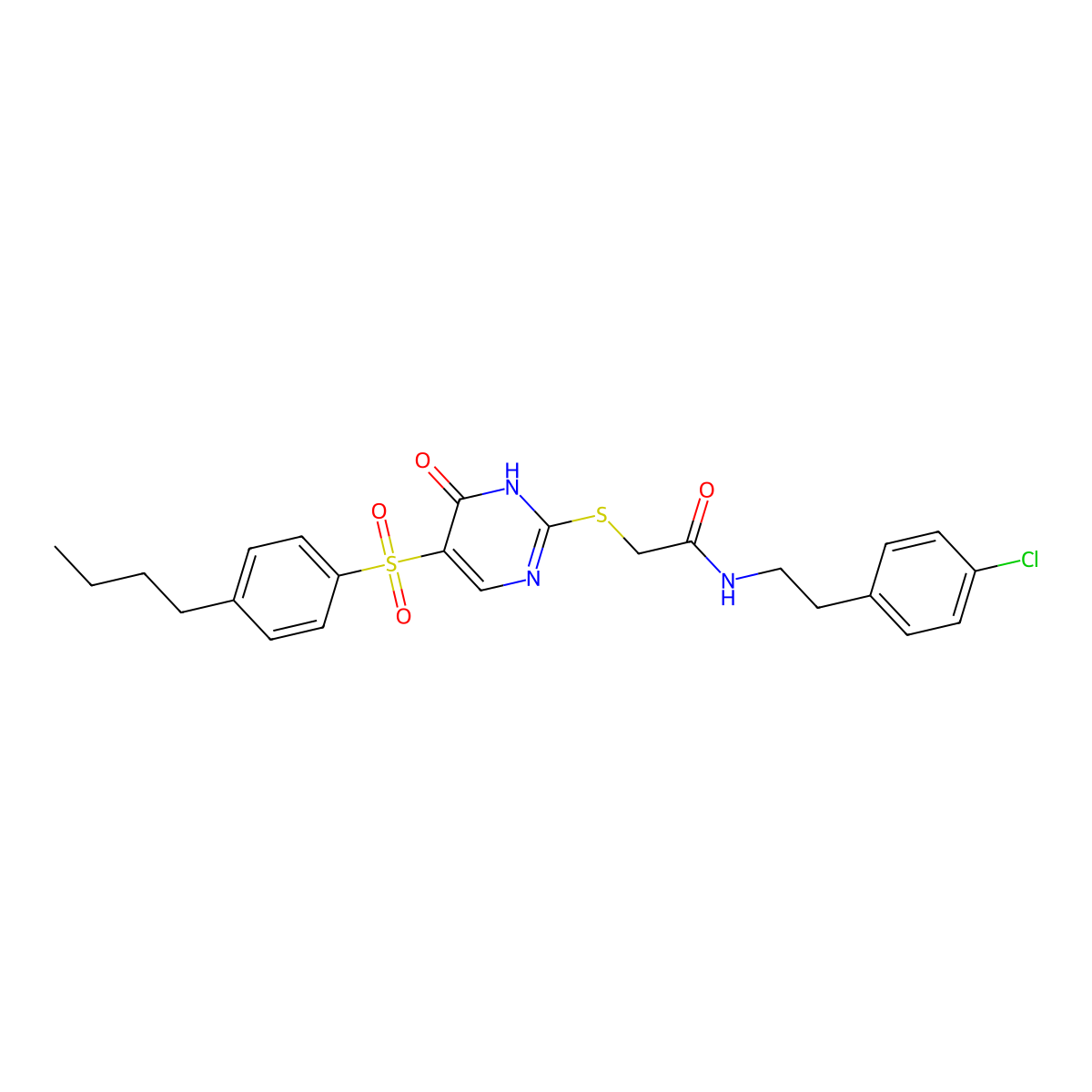 2-((5-((4-butylphenyl)sulfonyl)-6-oxo-1,6-dihydropyrimidin-2-yl)thio)-N-(4-chlorophenethyl)acetamide molecular structure, CAS 1223980-82-2