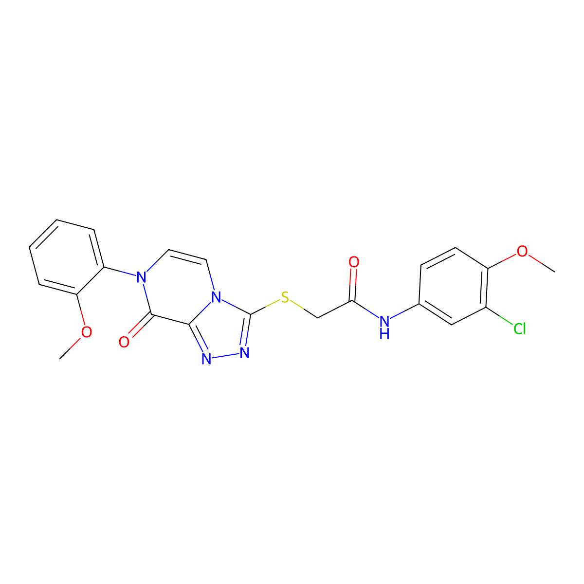 N-(3-chloro-4-methoxyphenyl)-2-((7-(2-methoxyphenyl)-8-oxo-7,8-dihydro-[1,2,4]triazolo[4,3-a]pyrazin-3-yl)thio)acetamide molecular structure, CAS 1223980-99-1