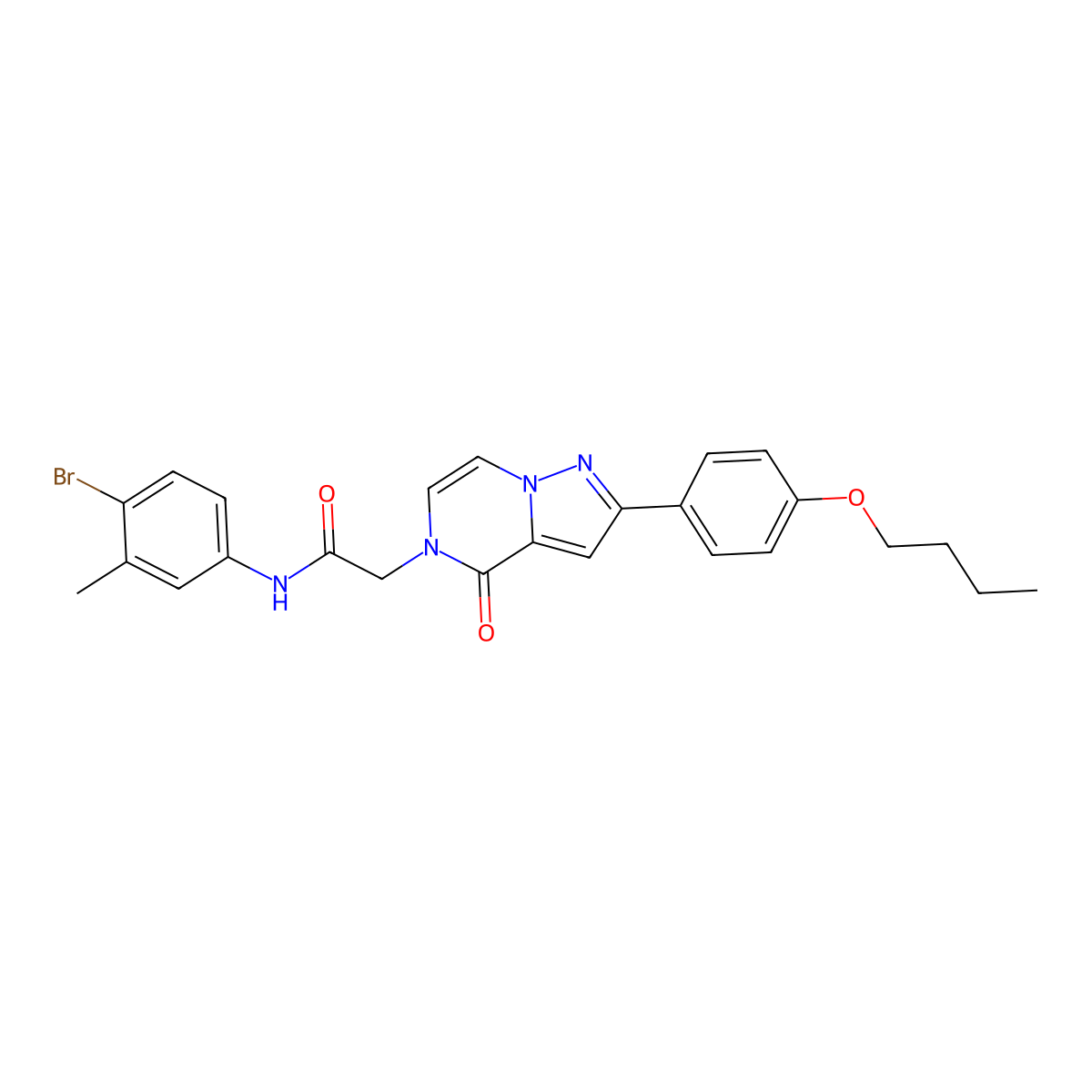 N-(4-bromo-3-methylphenyl)-2-(2-(4-butoxyphenyl)-4-oxopyrazolo[1,5-a]pyrazin-5(4H)-yl)acetamide molecular structure, CAS 1223981-24-5