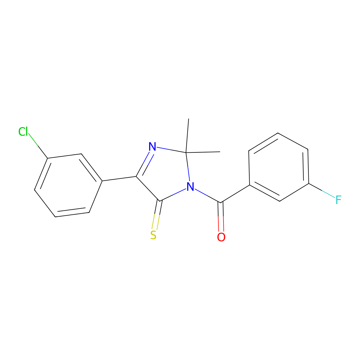 4-(3-chlorophenyl)-1-(3-fluorobenzoyl)-2,2-dimethyl-2,5-dihydro-1H-imidazole-5-thione molecular structure, CAS 1223983-77-4